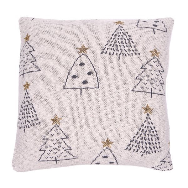 Baumier cream decorative pillow with black fir trees 