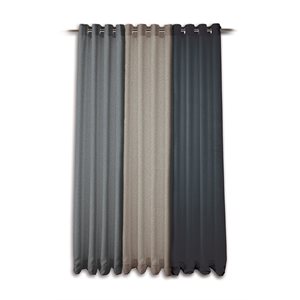 Modern tweed natural curtain panel