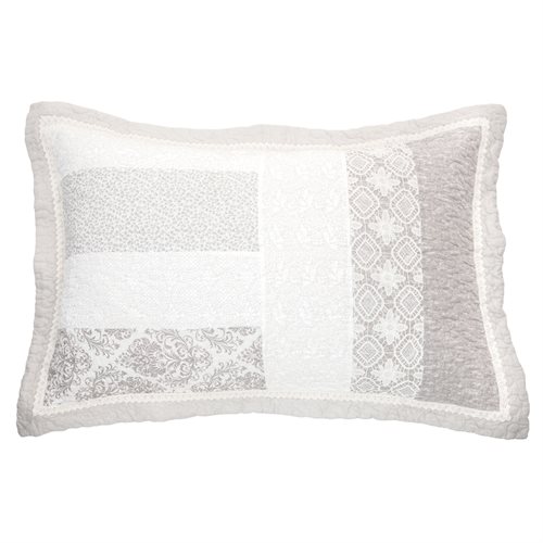 Lace grey and white pillow sham
