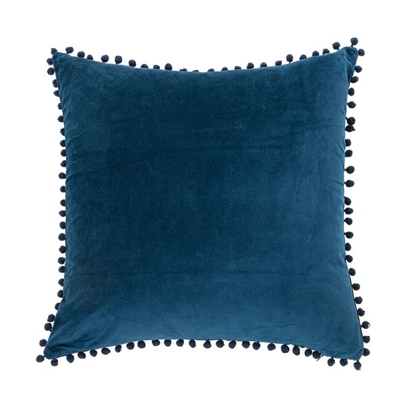 Velvet blue decorative pillow 