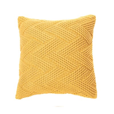 Zig zag knitted yellow decorative pillow 
