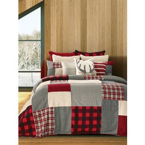 Buck red and grey cottage style quilt
