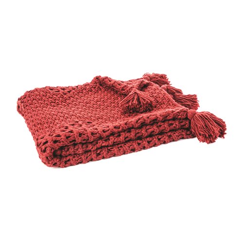 Houmous knitted red throw 