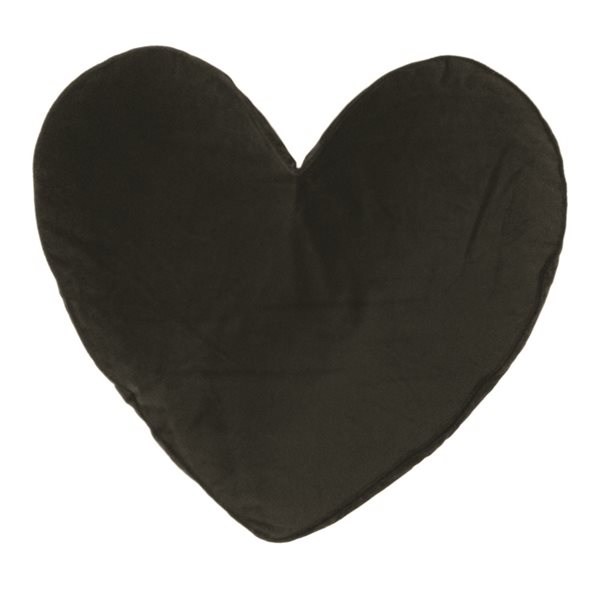 Velvet black heart cushion