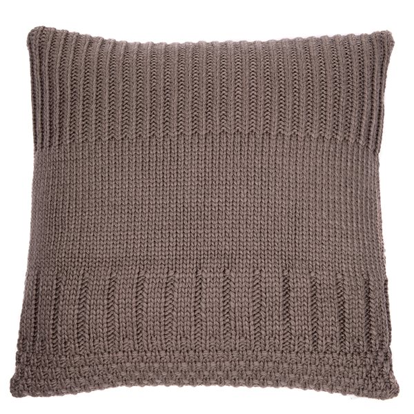 Coussin en tricot taupe Baba 