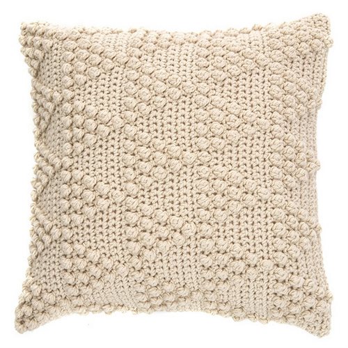 Bubble knitted cream cushion 
