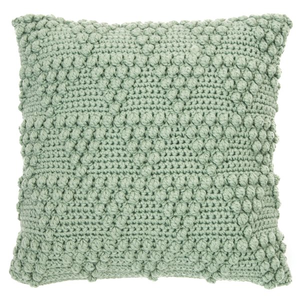 Bubble knitted sage decorative pillow 