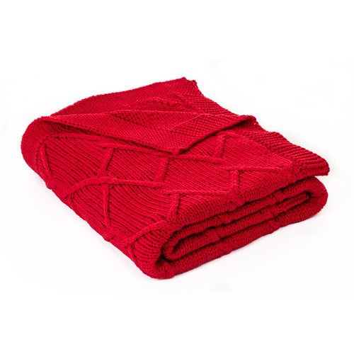 Carmin knitted red throw 