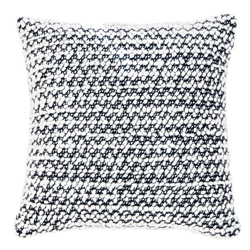 Ditalini knitted navy cushion 
