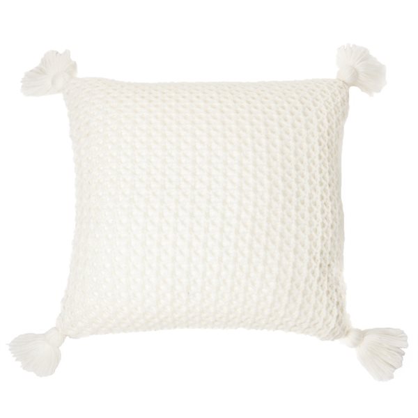 Janick white knit decorative pillow 