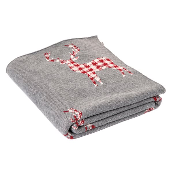 Louison grey throw with deer