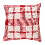 Lulu red and cream plaid decorative pillow 