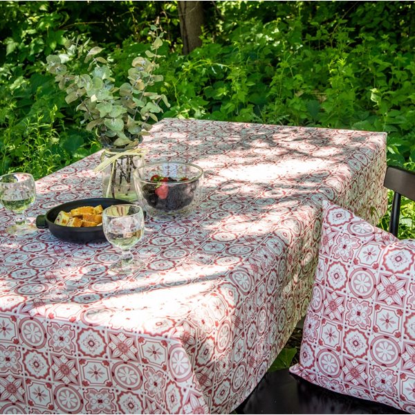 Mosaïque cherry red tablecloth 