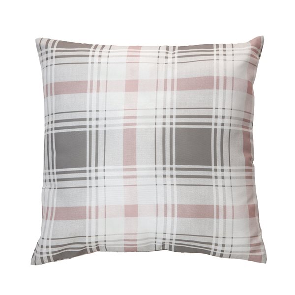 Pique-Nique pink and grey plaid cushion 
