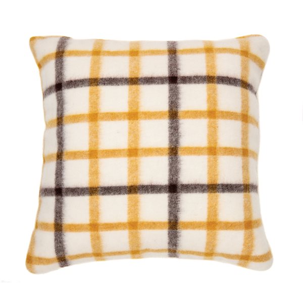 Scottish ecru plaid decorative pillow