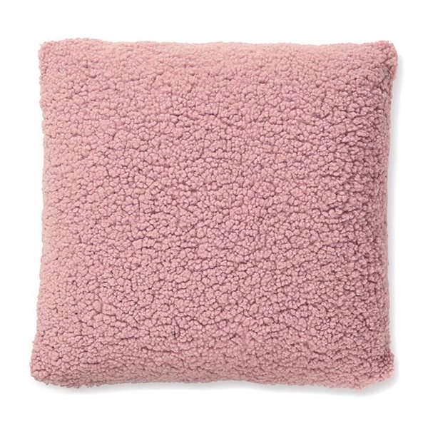Coussin rose effet mouton Sherpa 