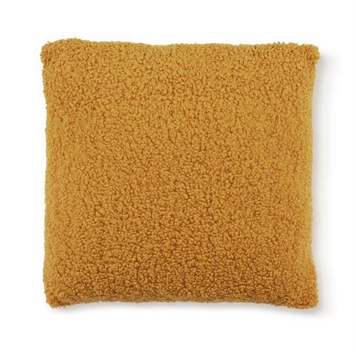 Coussin ocre effet mouton Sherpa 