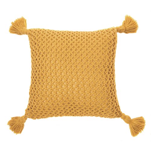 Shiva knitted mustard decorative pillow 