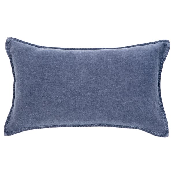Linen stone wash navy long decorative pillow