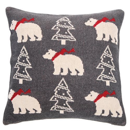 Ursus polar bear charcoal grey decorative pillow 