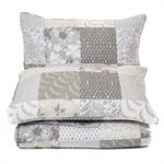 Vanille grey and greige printed quilt set