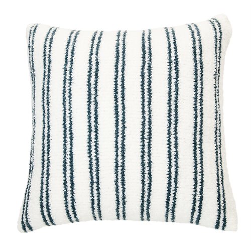 Vilas white and navy plush decorative pillow 