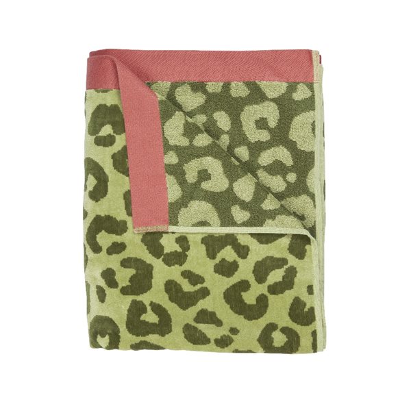 Wildcat green leopard print beach towel 